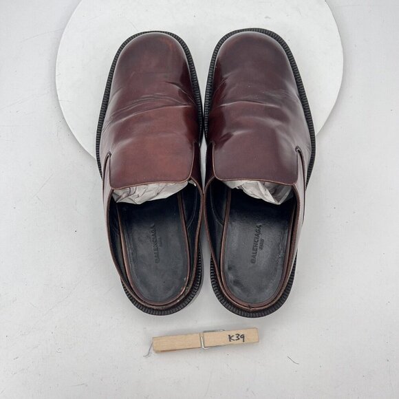 Balenciaga Men Size EU 41 US 8 Black Leather Slide Mules Plain Toe Sandal - Picture 11 of 13